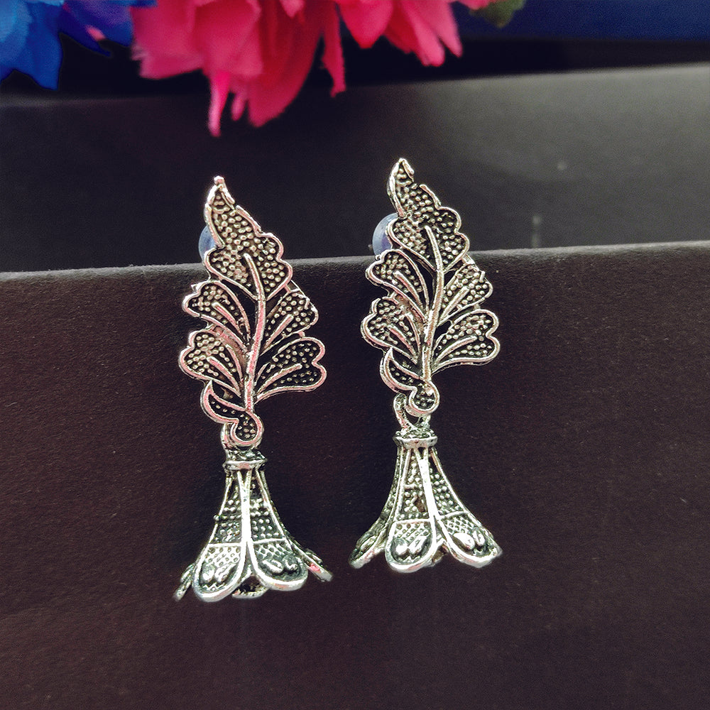 Jewelmaze Oxidised Plated Jhumki Earrings