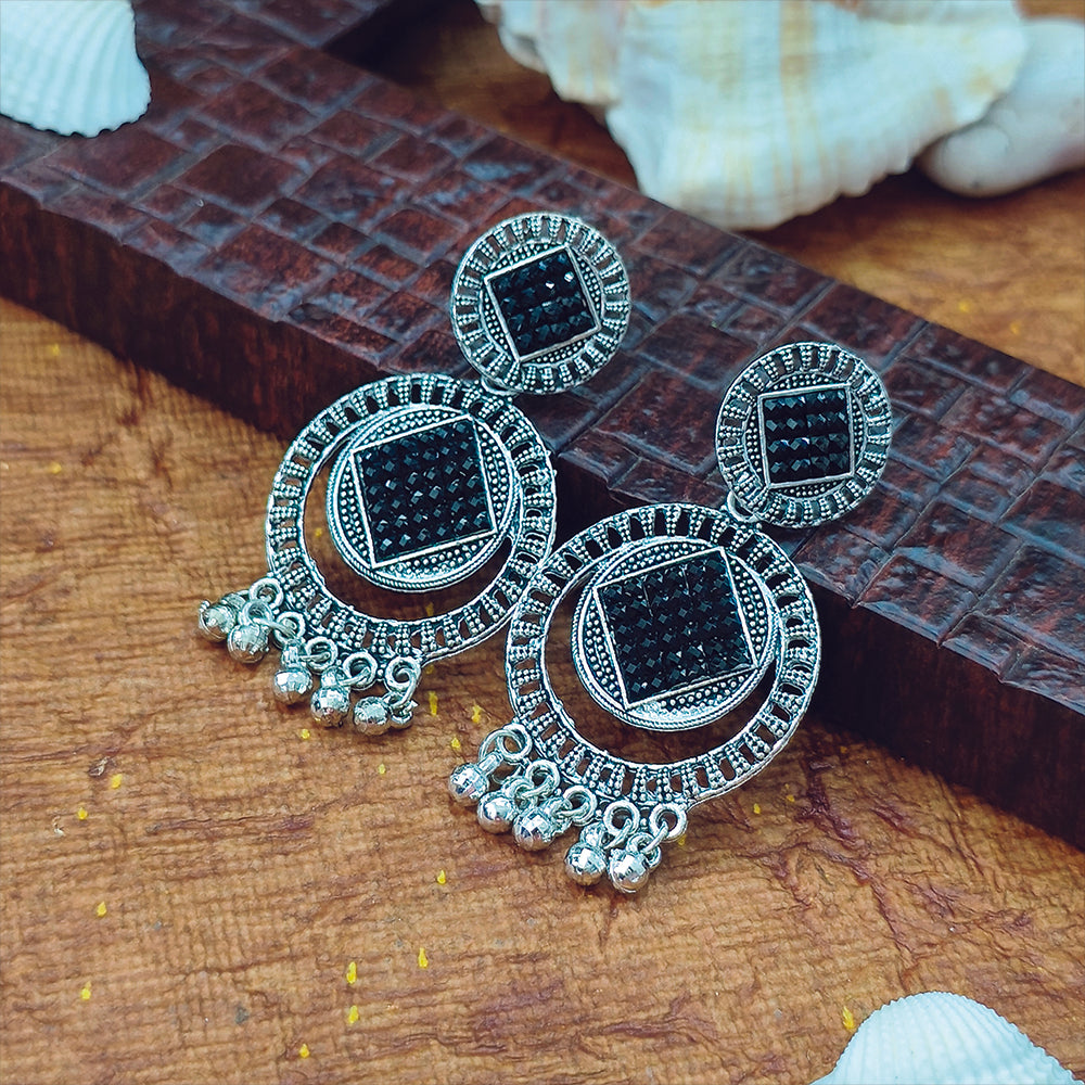 JewelMaze Oxidised Plated Jhumki Earrings - 1320014