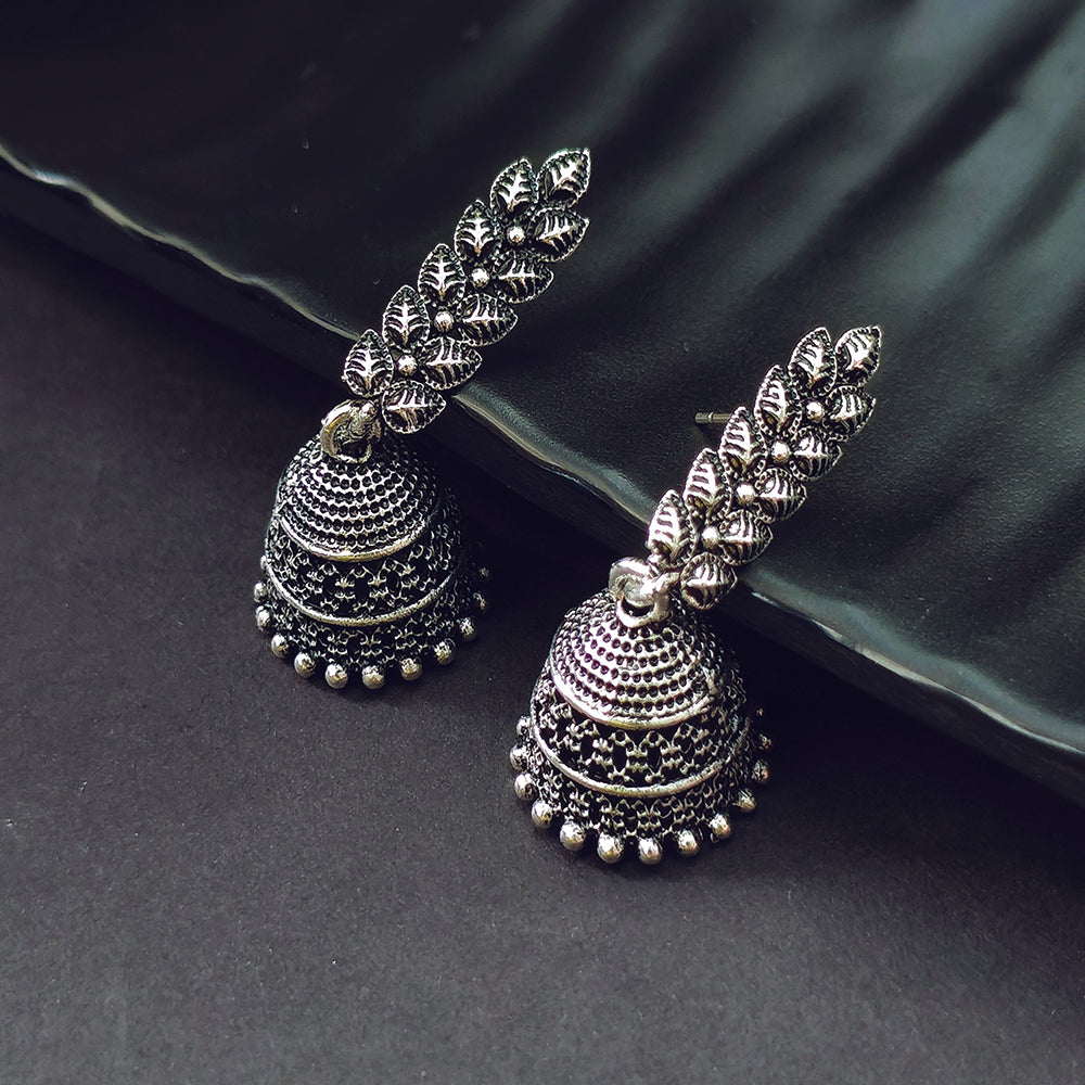Jewelmaze Oxidised Jhumki Earrings - 1320028