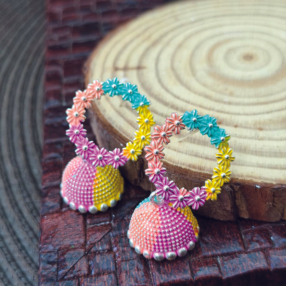 JewelMaze Multi Meenakari Jhumki Earrings