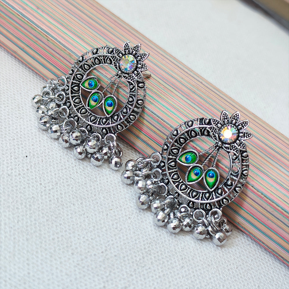 Jewelmaze Oxidised Plated Dangler Earrings