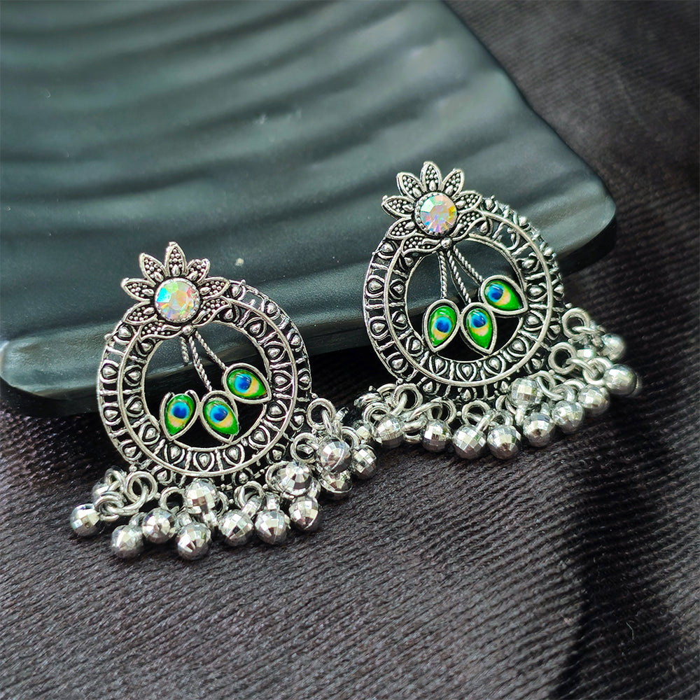 Jewelmaze Oxidised Plated Dangler Earrings
