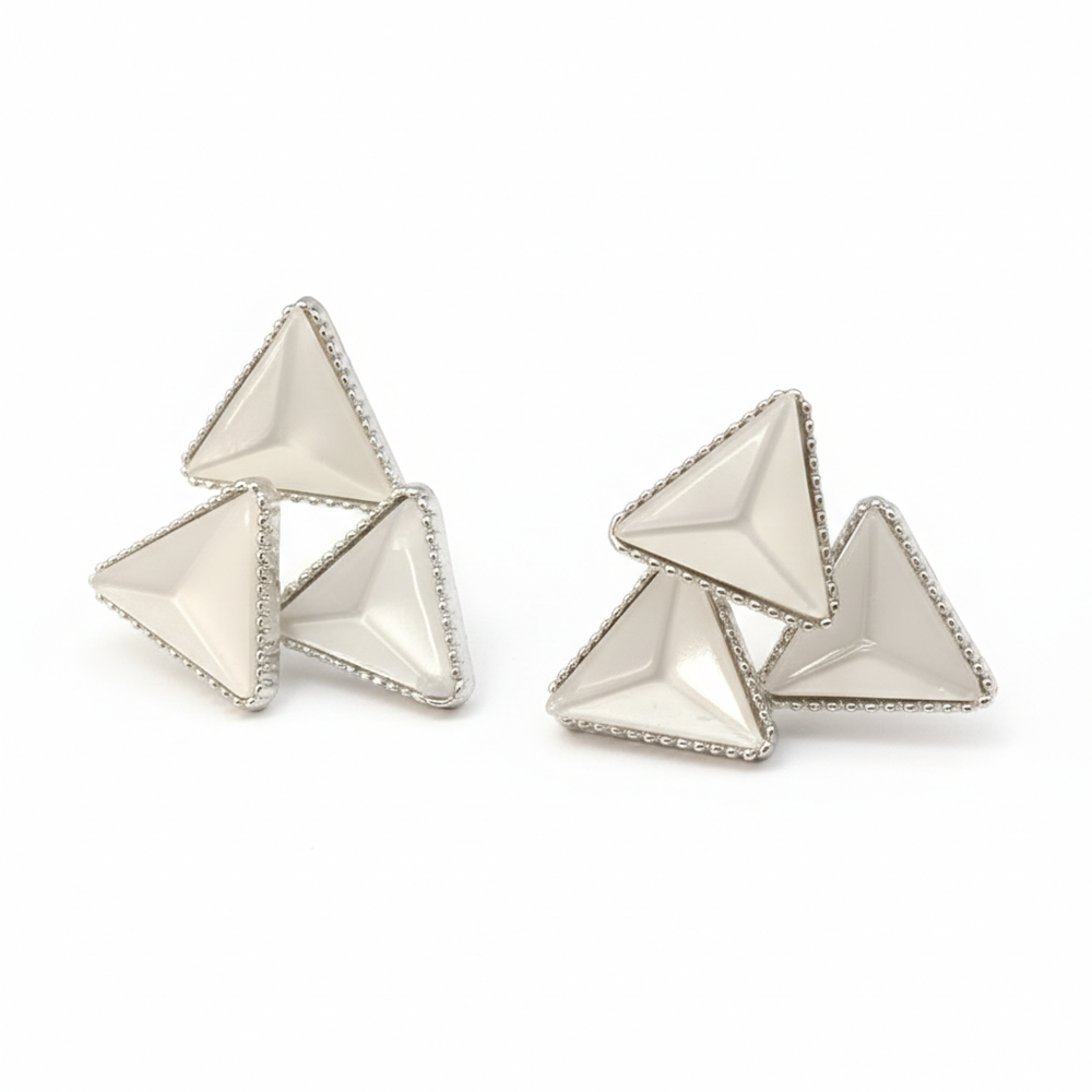 JewelMaze Minimal Monalisa White Stone Triangle Stud Earrings