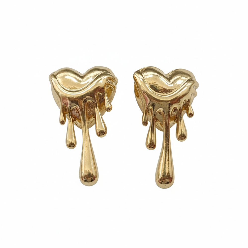 JewelMaze Melted Heart Style Anti Tarnish Earrings