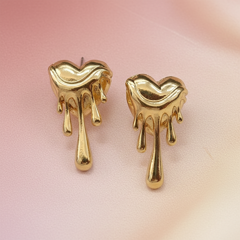 JewelMaze Melted Heart Style Anti Tarnish Earrings