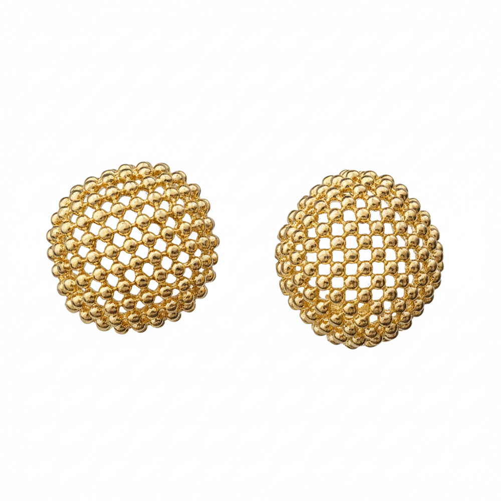 JewelMaze Elegant Anti-Tarnish Gold Ball Stud Earrings for Women