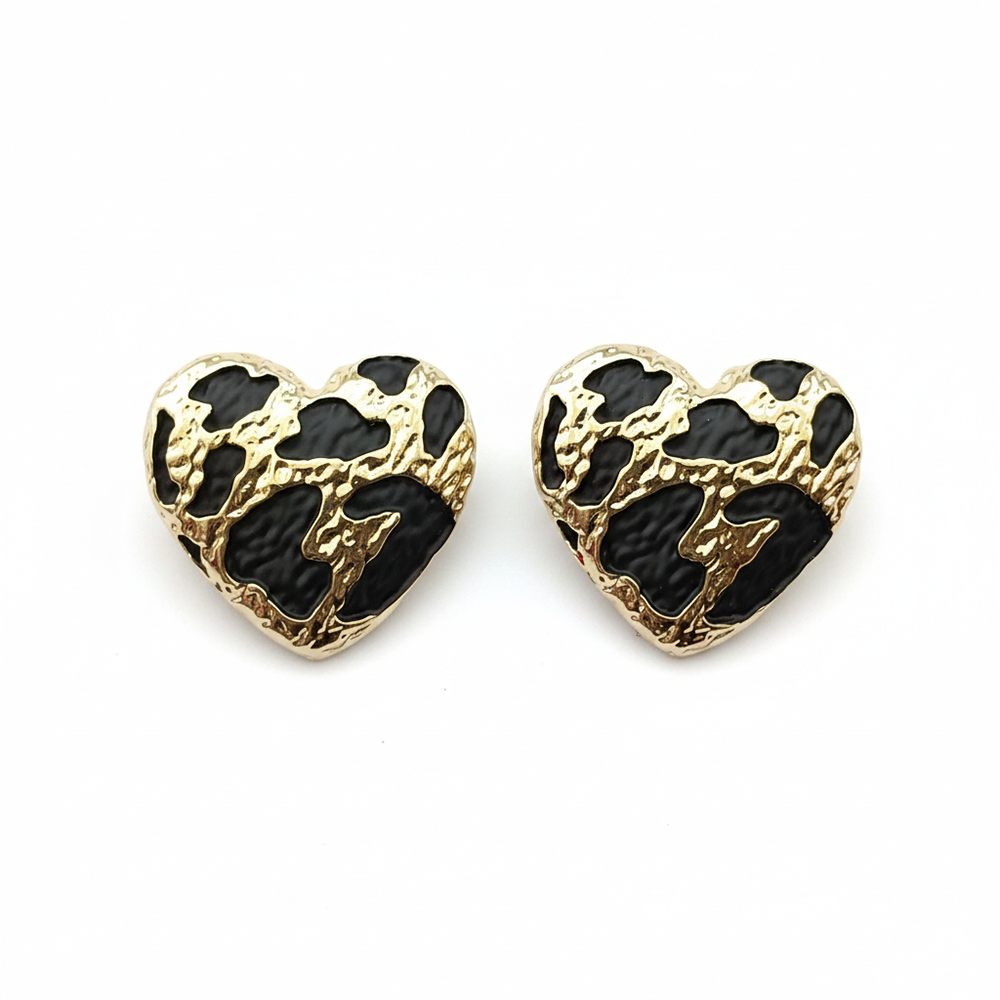 JewelMaze Contemporary Black Gold-Line Anti Tarnish Stud Earrings