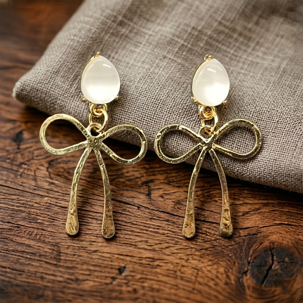 JewelMaze Statement Bow Anti Tarnish Dangle Earrings for Women