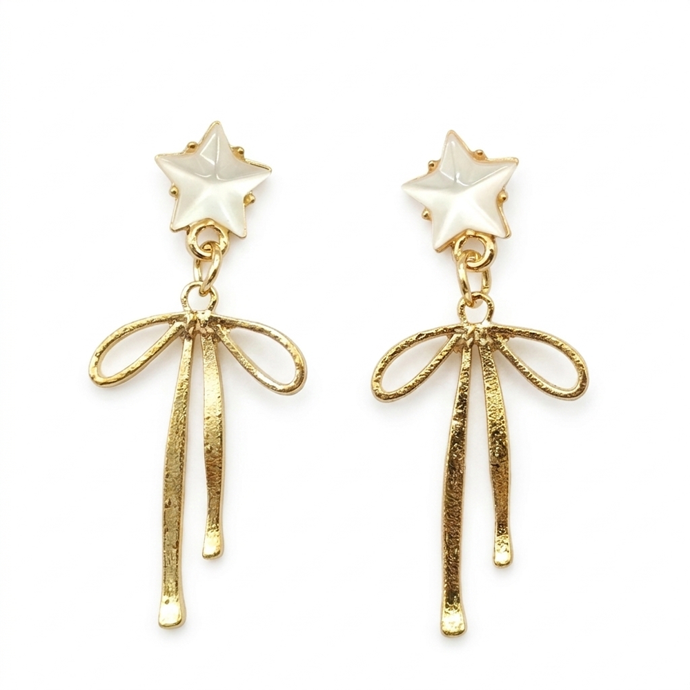 JewelMaze Classy Bow Inspired Anti Tarnish Hanging Earrings for Women