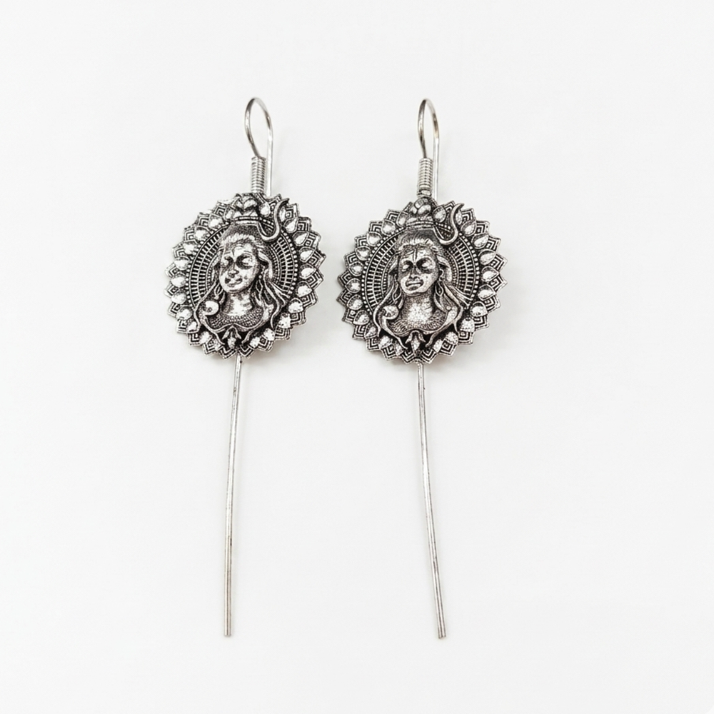 JewelMaze Oxidised Plated Shiv Earcuff