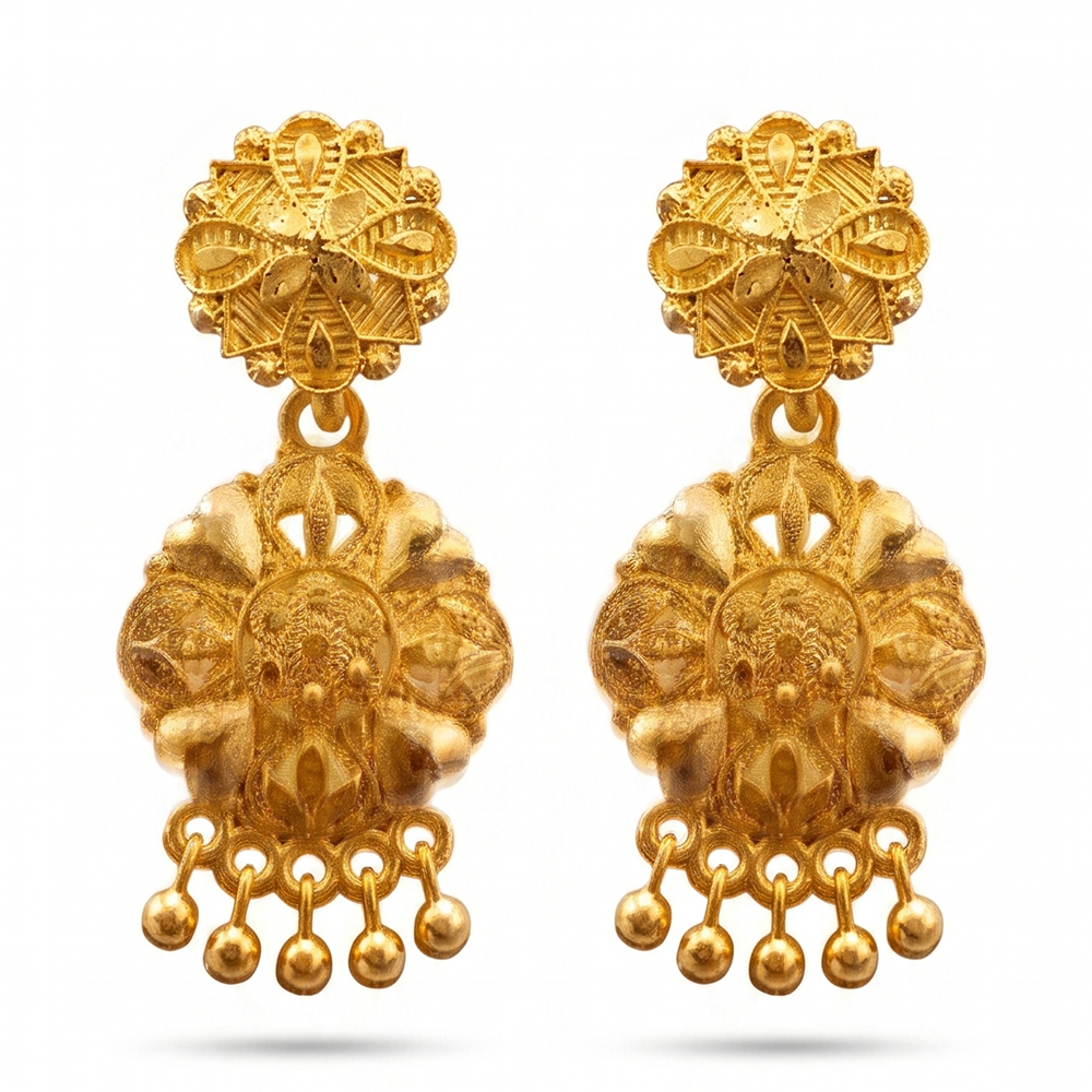 JewelMaze Gold Plated Traditional Small Dangler Earrings