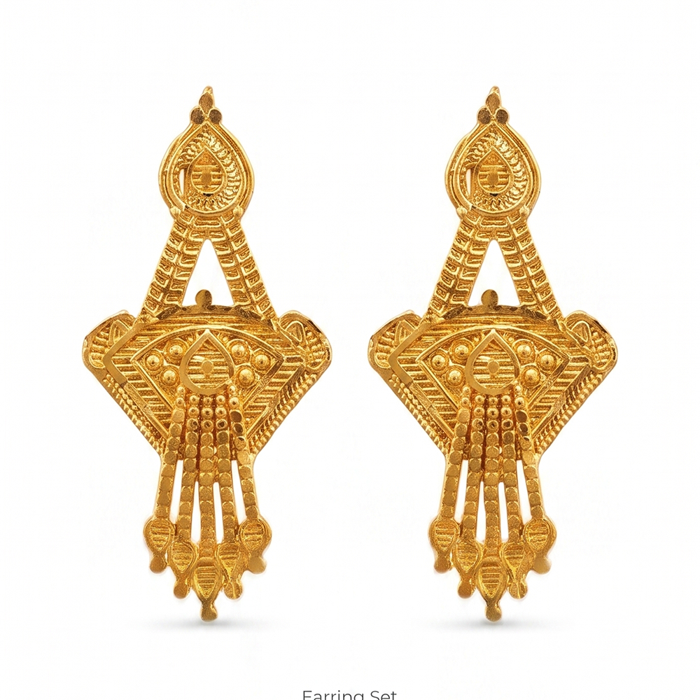 JewelMaze Gold Plated Traditional Small Dangler Earrings