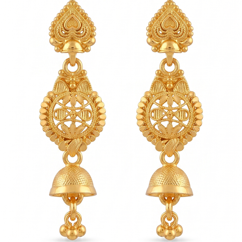 JewelMaze Gold Plated Traditional Small Dangler Earrings