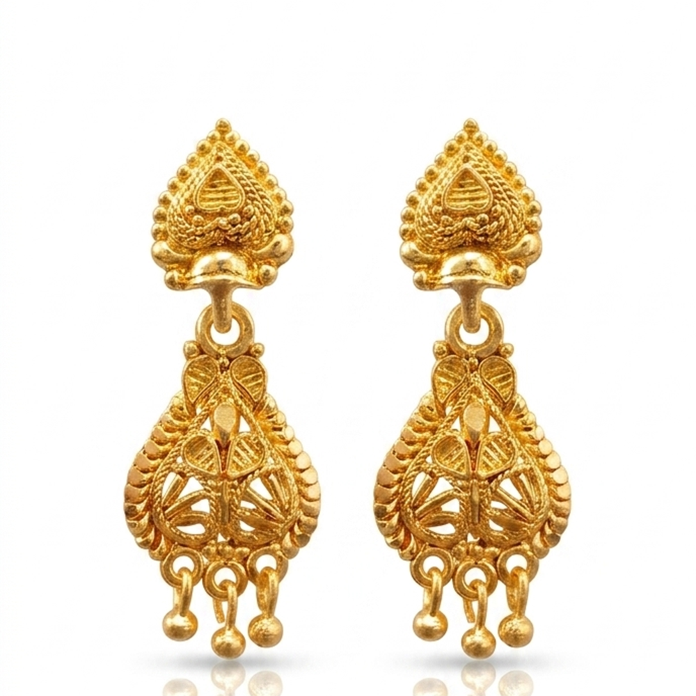 JewelMaze Gold Plated Traditional Small Dangler Earrings