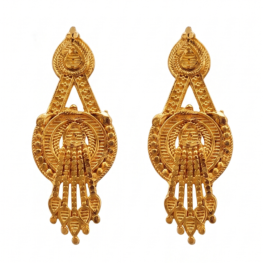 JewelMaze Gold Plated Traditional Small Dangler Earrings