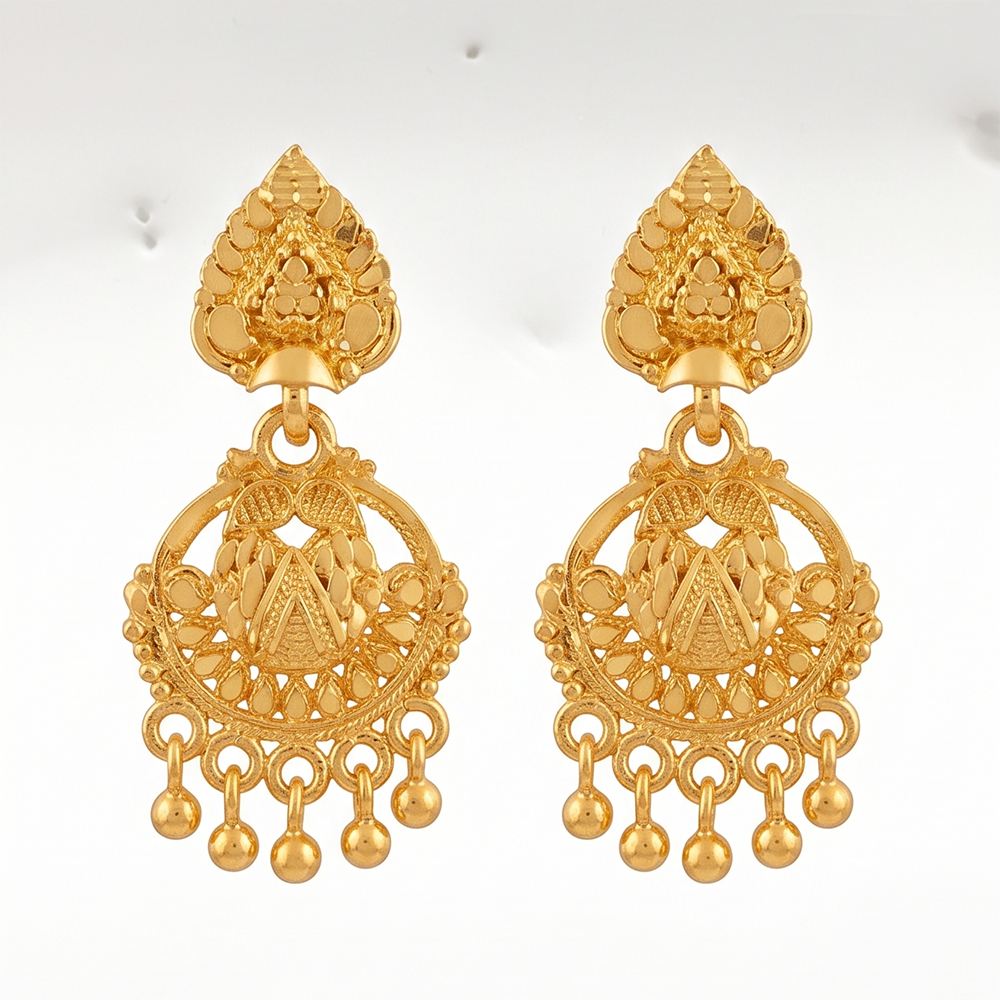 JewelMaze Gold Plated Traditional Small Dangler Earrings