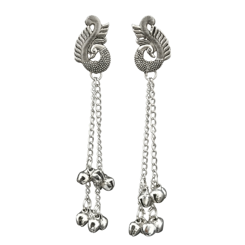 JewelMaze Oxidised Plated Kashmiri Ghungroo Dangler Earrings