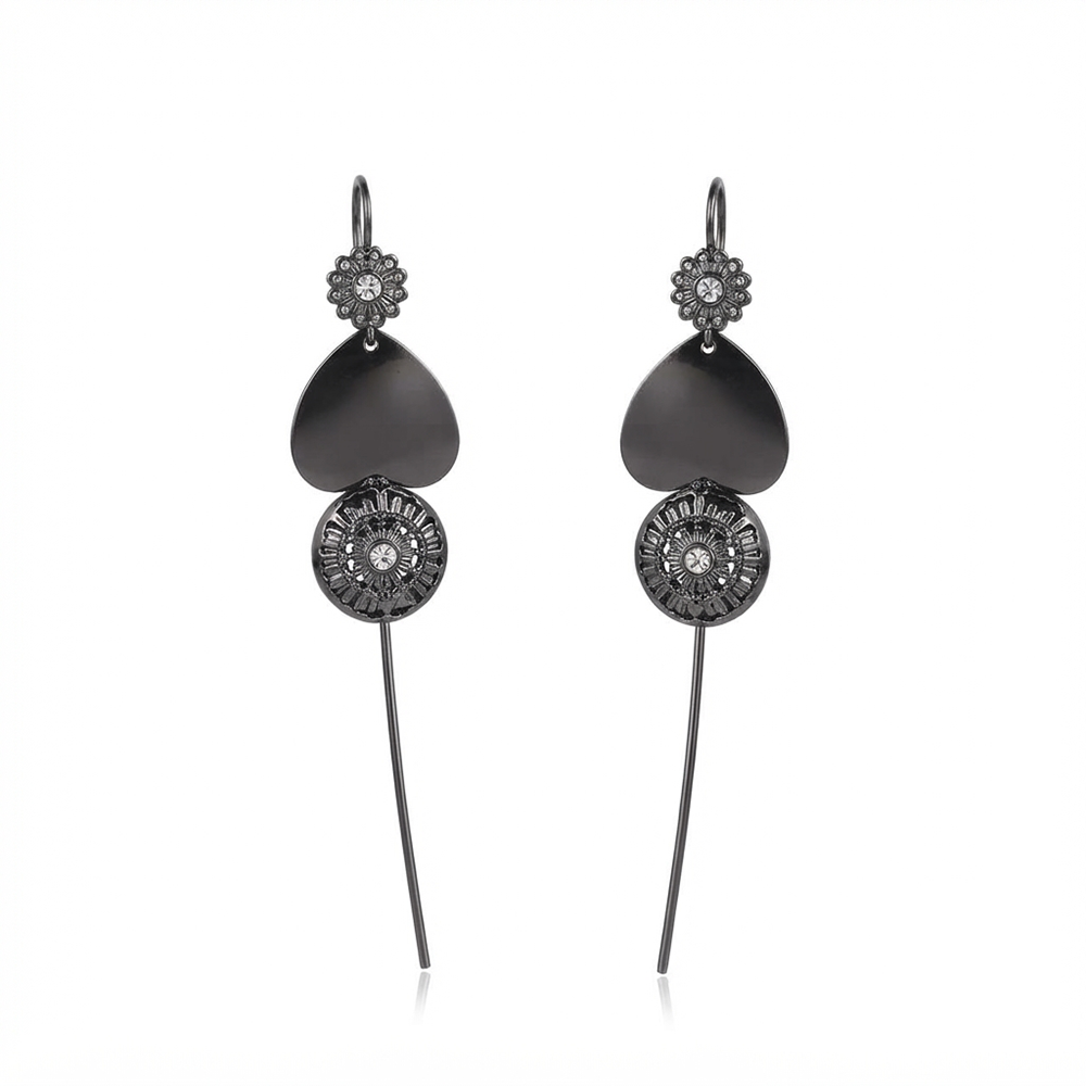 JewelMaze Black Plated Heart Shape Ear cuff