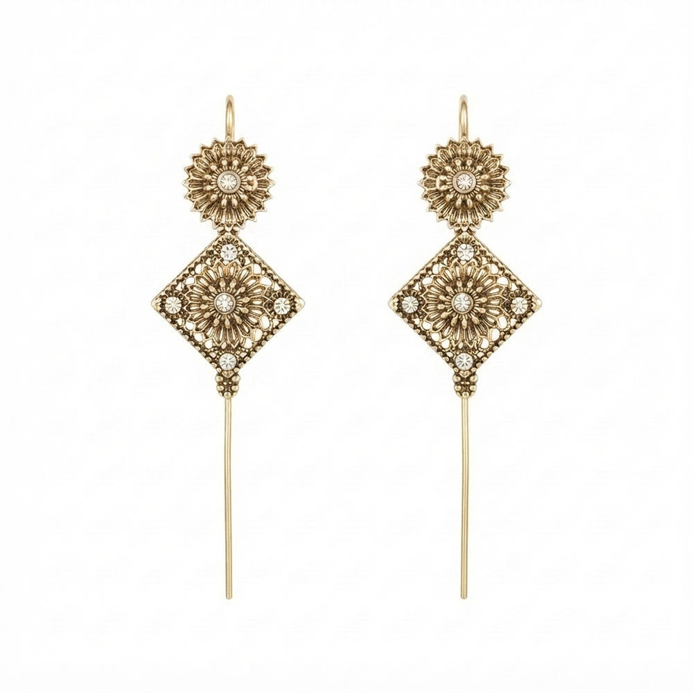 JewelMaze Gold Plated Square Ear cuff