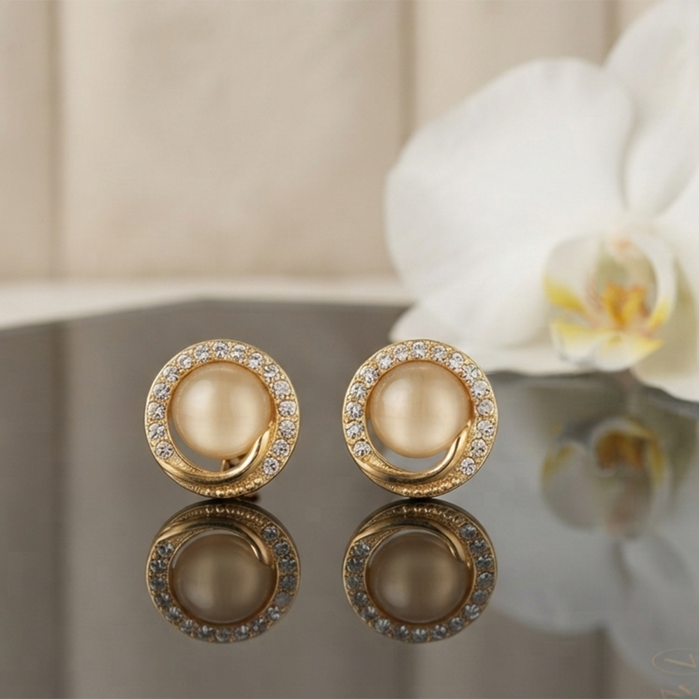JewelMaze Exclusive Gold Plated Crystal Stone Elegant Earrings