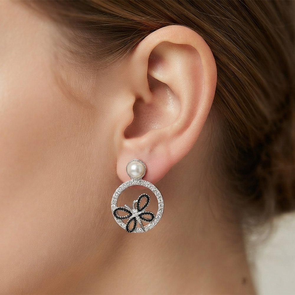 JewelMaze Premium Silver Plated Crystal Stone Statement Stud Earrings for Women