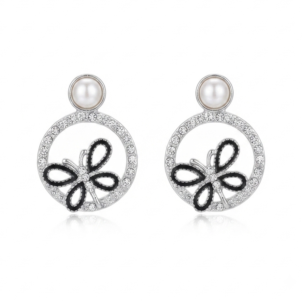 JewelMaze Premium Silver Plated Crystal Stone Statement Stud Earrings for Women