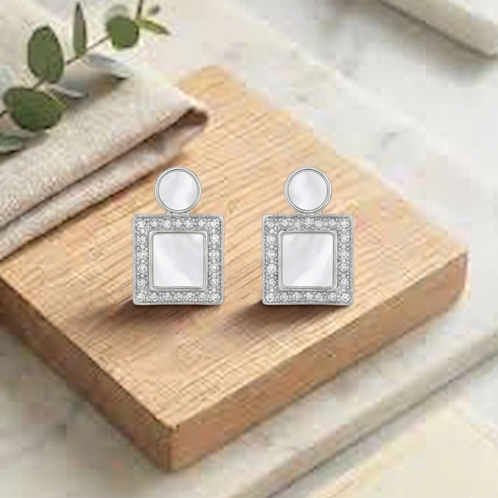 JewelMaze Premium Silver Plated Crystal Stone Statement Stud Earrings for Women