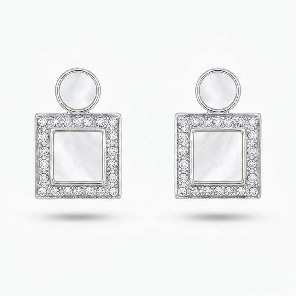 JewelMaze Premium Silver Plated Crystal Stone Statement Stud Earrings for Women