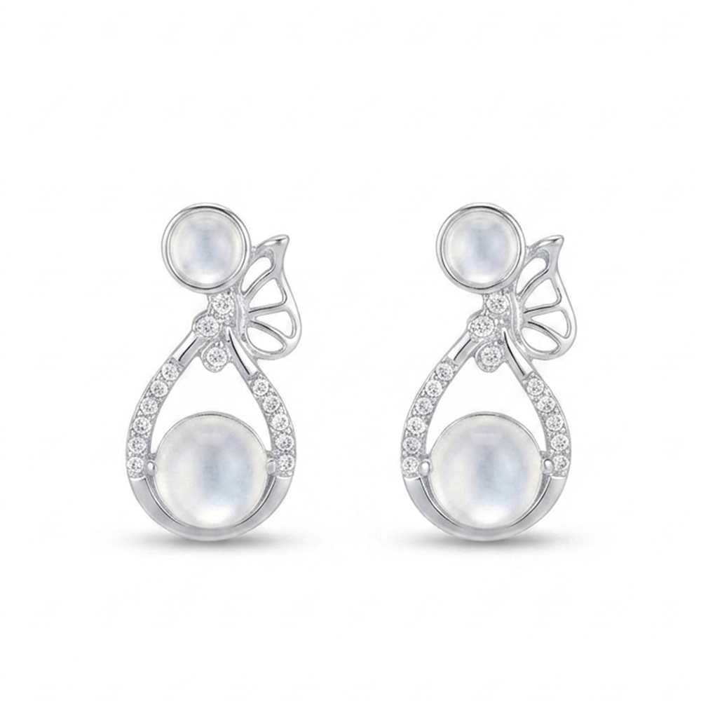 JewelMaze Premium Silver Plated Crystal Stone Statement Stud Earrings for Women