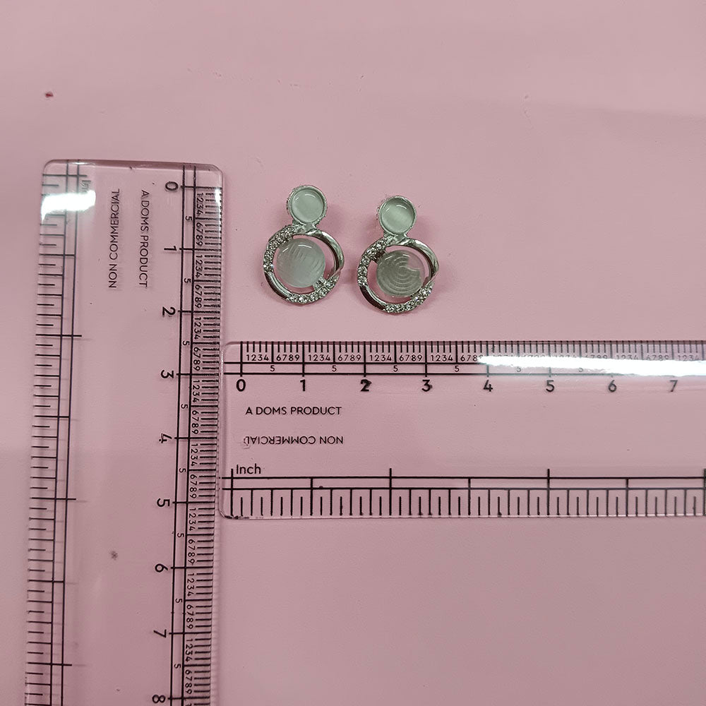 JewelMaze Premium Silver Plated Crystal Stone Statement Stud Earrings for Women