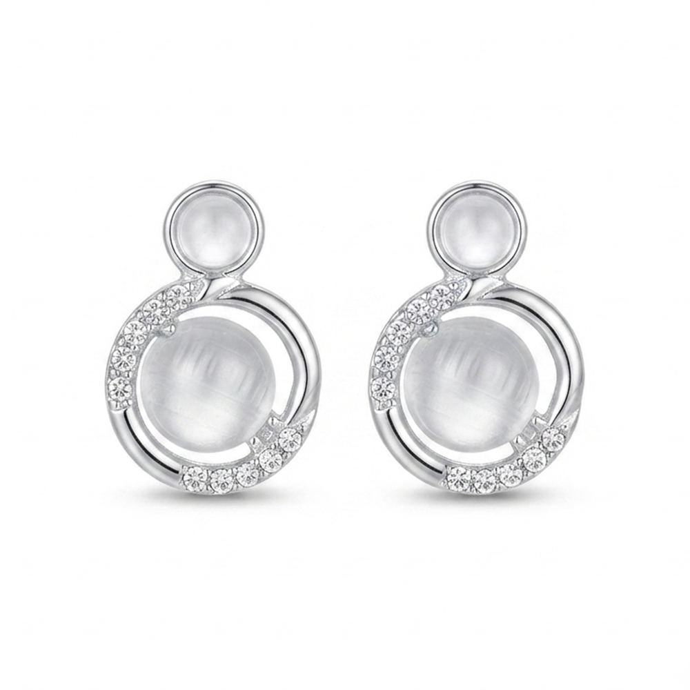 JewelMaze Premium Silver Plated Crystal Stone Statement Stud Earrings for Women