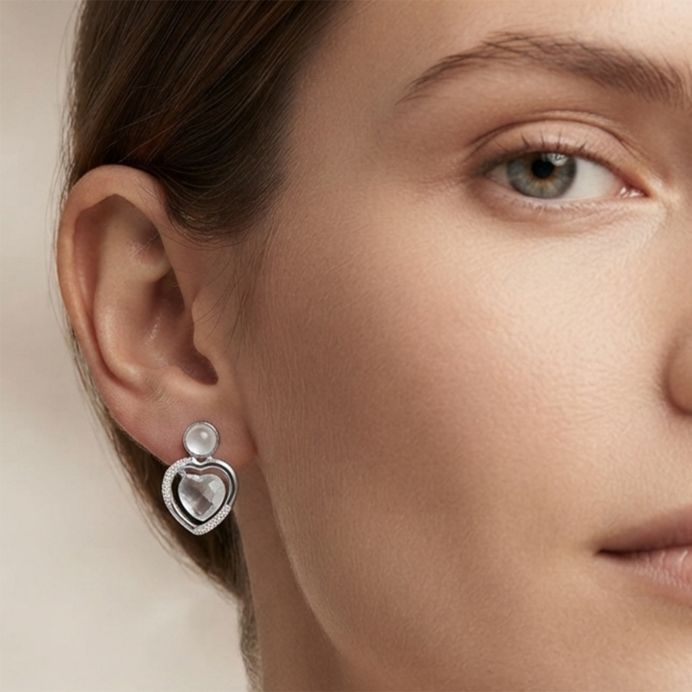 JewelMaze Premium Silver Plated Crystal Stone Statement Stud Earrings for Women