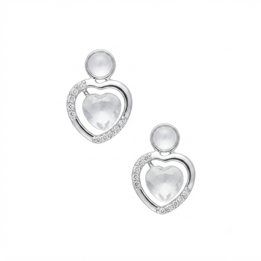 JewelMaze Premium Silver Plated Crystal Stone Statement Stud Earrings for Women