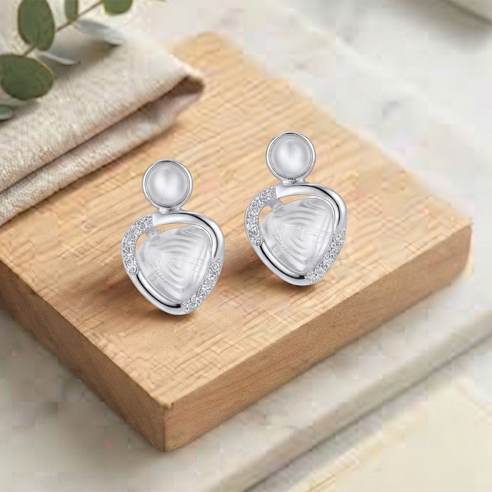 JewelMaze Premium Silver Plated Crystal Stone Statement Stud Earrings for Women