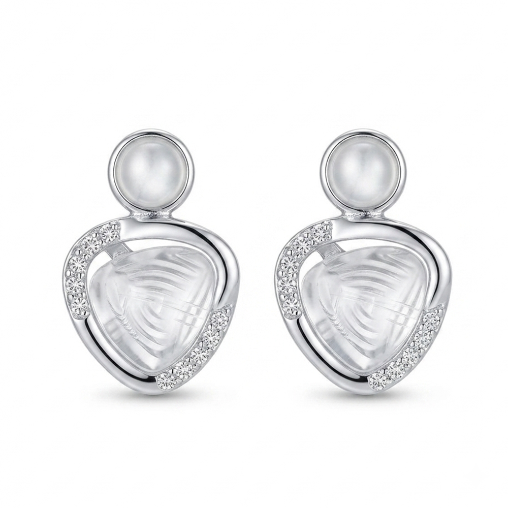 JewelMaze Premium Silver Plated Crystal Stone Statement Stud Earrings for Women
