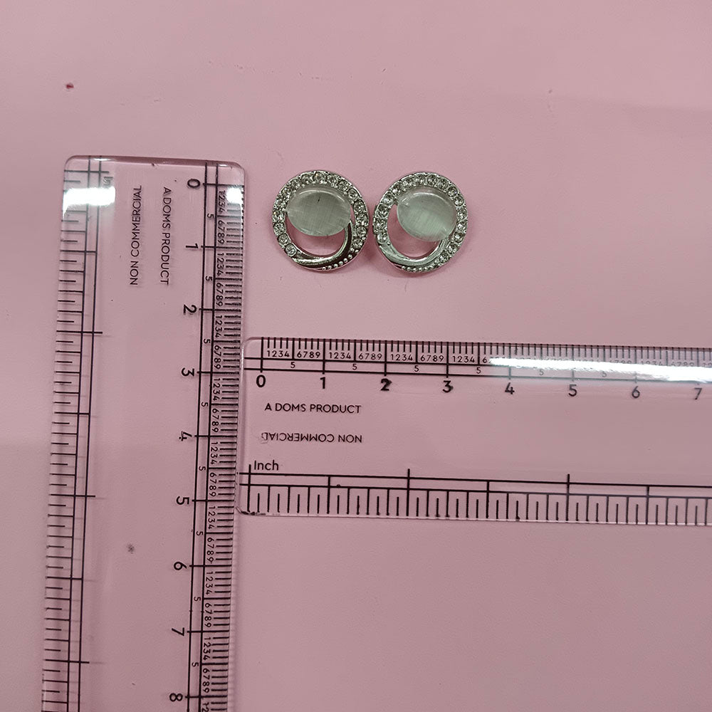 JewelMaze Premium Silver Plated Crystal Stone Statement Stud Earrings for Women