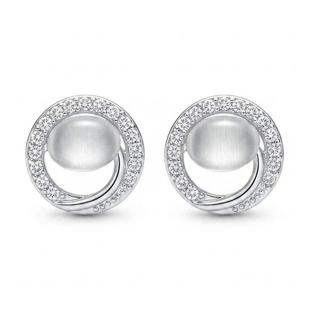 JewelMaze Premium Silver Plated Crystal Stone Statement Stud Earrings for Women