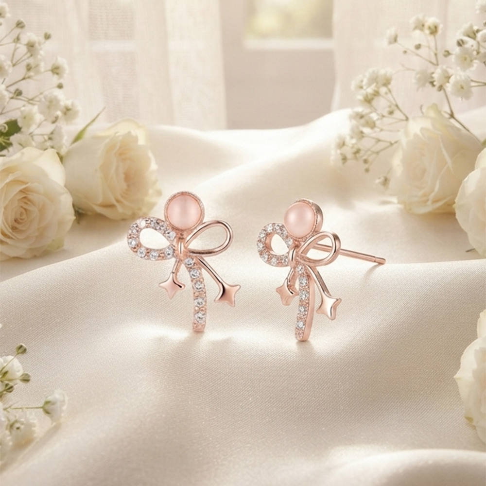 JewelMaze Stylish Rose Gold Plated Crystal Stone Office Wear Earrings