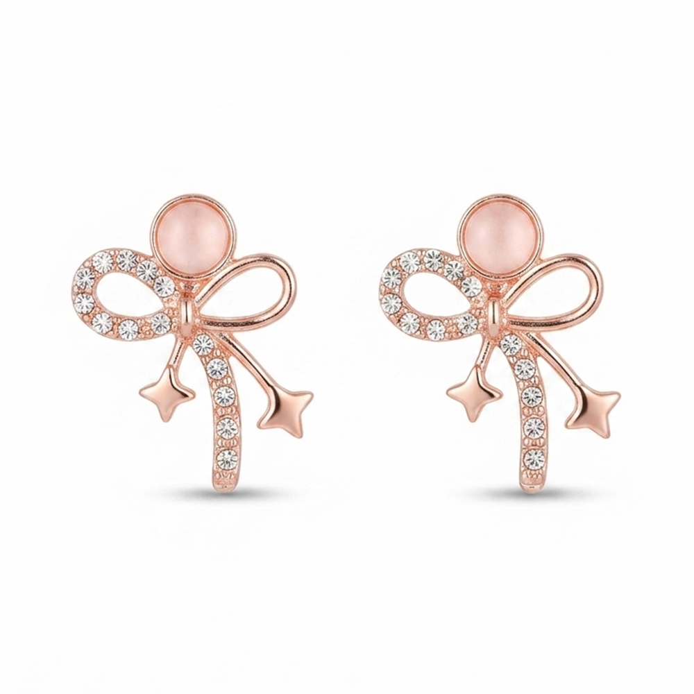 JewelMaze Stylish Rose Gold Plated Crystal Stone Office Wear Earrings