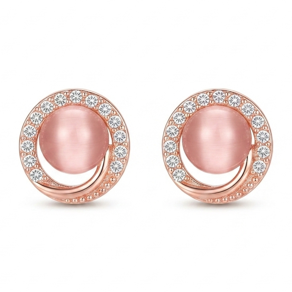 JewelMaze Stylish Rose Gold Plated Crystal Stone Office Wear Earrings