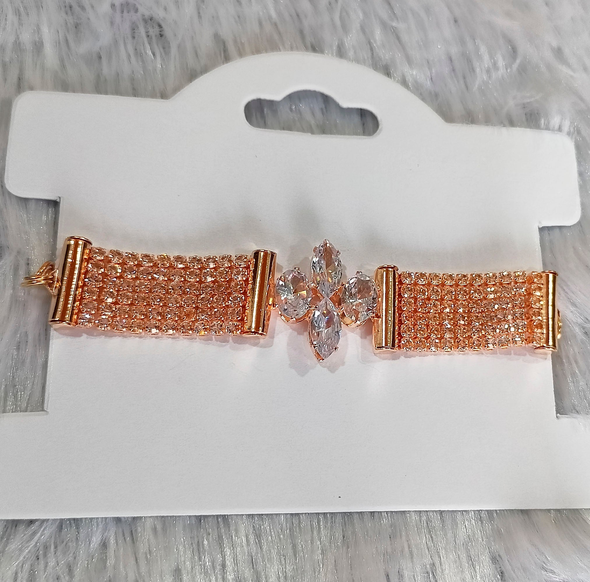 JewelMaze Austrian Stone Rose Gold Plated Fashionable Bracelet For Girls and Women