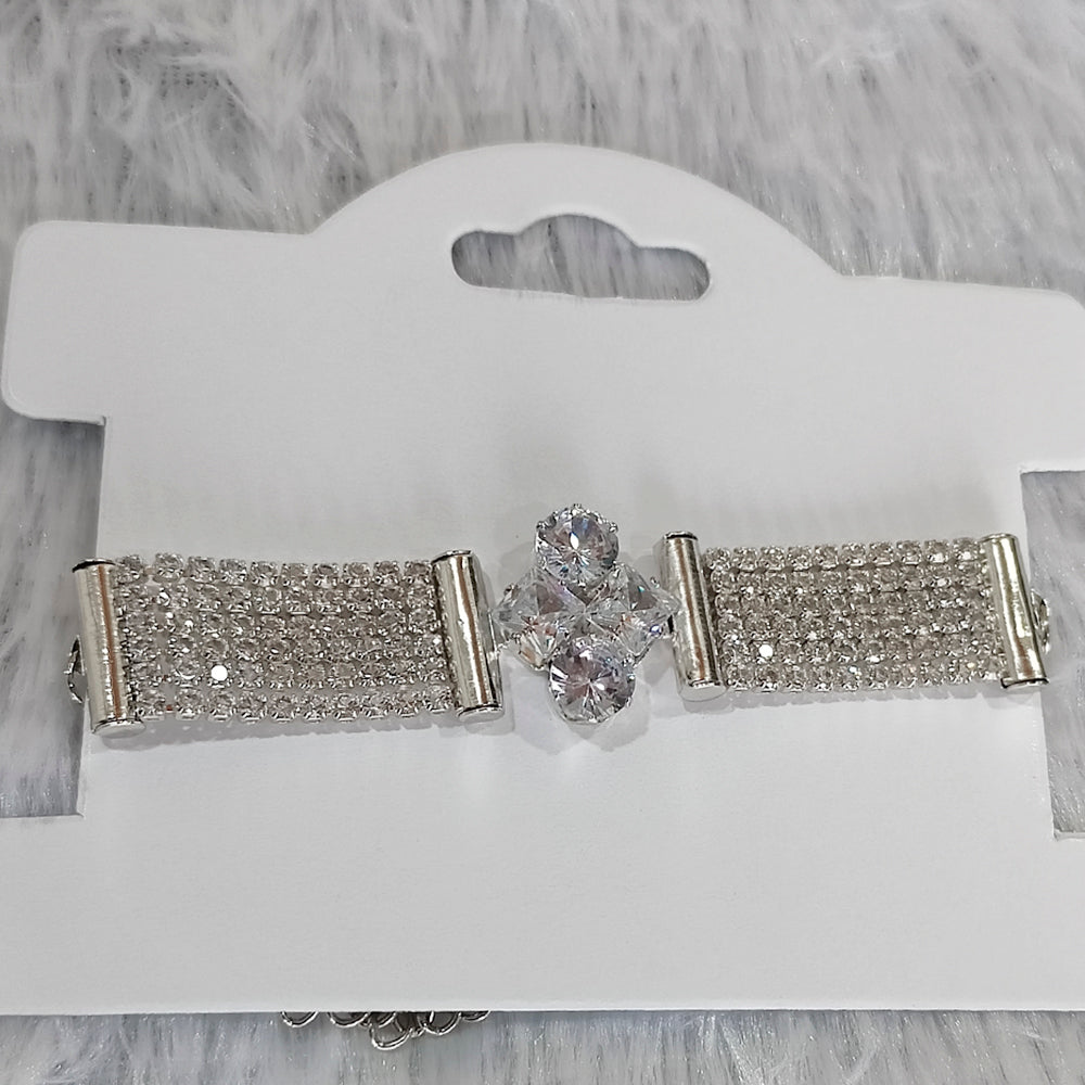 JewelMaze Austrian Stone Silver Plated Fashionable Bracelet For Girls and Women