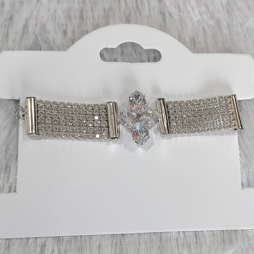 JewelMaze Austrian Stone Silver Plated Fashionable Bracelet For Girls and Women