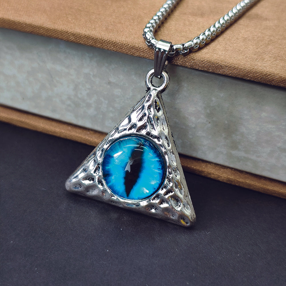 JewelMaze Unisex Illuminati Horus Demon Blue Chain Pendant