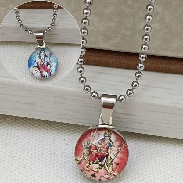 JewelMaze Shiv And Devi Durga Shakti Maa Chain Pendant