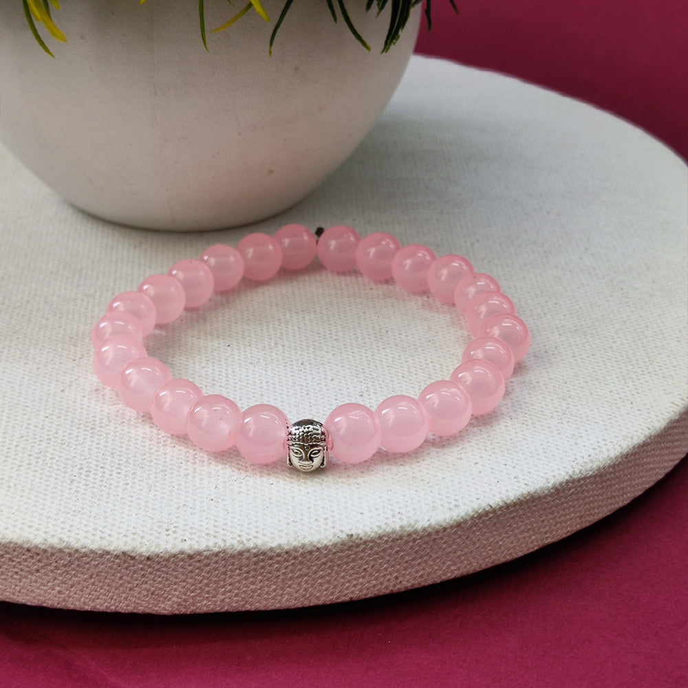 JewelMaze Rose with Buddha Beads Bracelet - 1404708