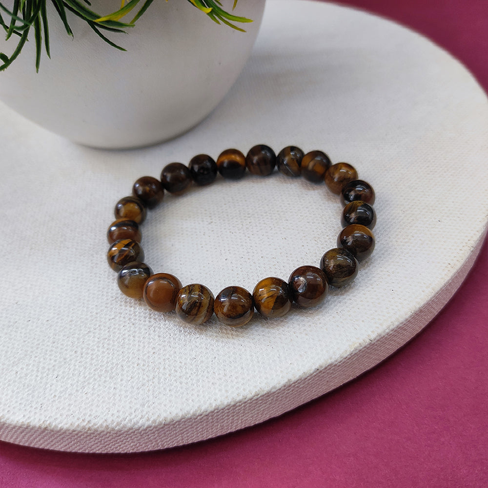 JewelMaze Tigers Eye Beads Bracelet - 1404715
