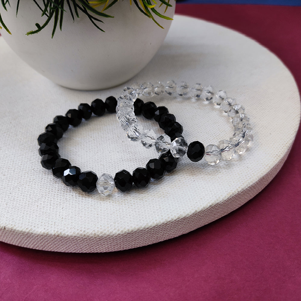 JewelMaze Clear Crystal & Black Bracelet - 1404717