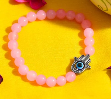 JewelMaze Pink Beads Evil Eye Bracelet