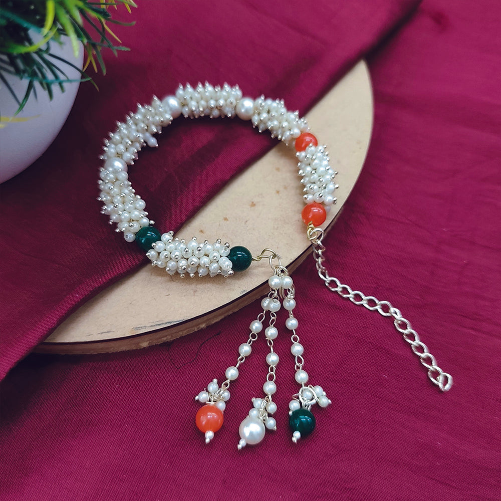 JewelMaze Gorgeous Pearl Tricolor Bracelet - 1404731